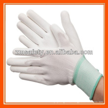 White nylon knitted shell pu palm fit coated Hand Safety working gloves